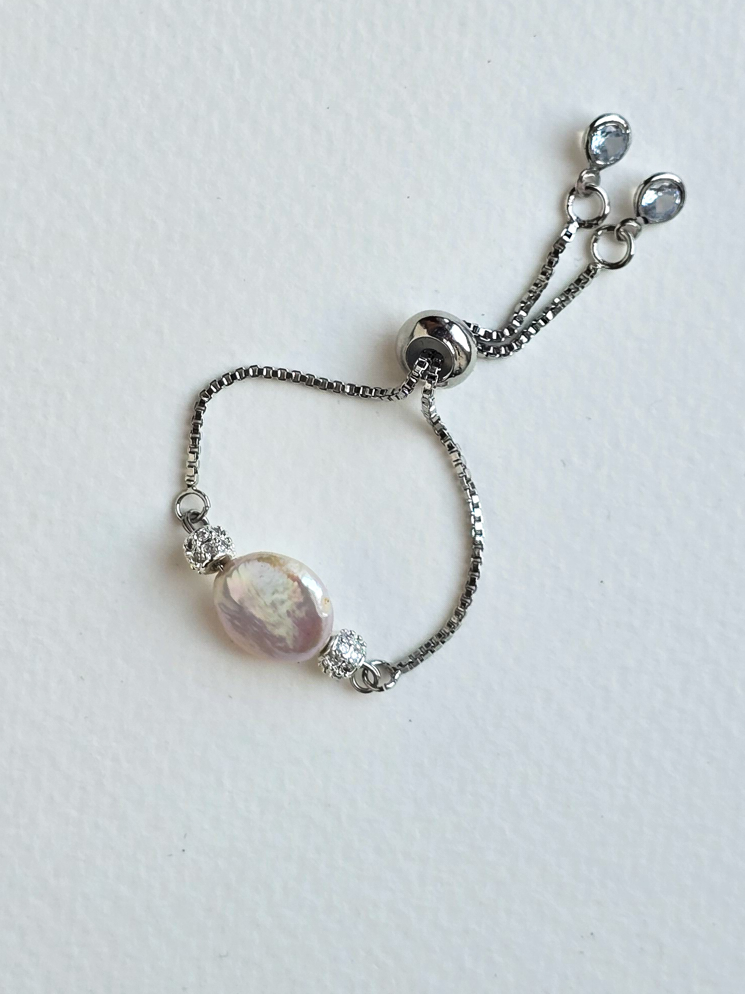 Каблучка краватка №32 Велика натуральна перлина на основі що регулює розмір